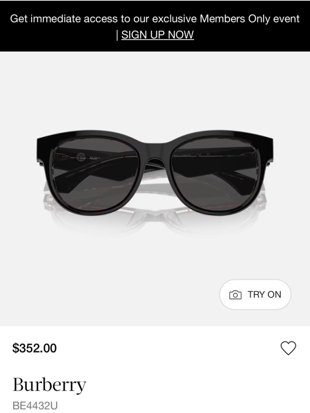 Burberry Black Round-Edge Sunglasses for Women